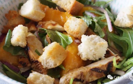 Peach panzanella