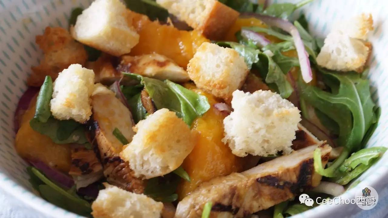 Peach panzanella